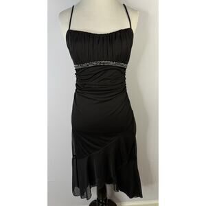 Vtg Y2K Ruby Rox Spaghetti Strap Dress Sz M Black Fairy Goth Babydoll Whimsigoth